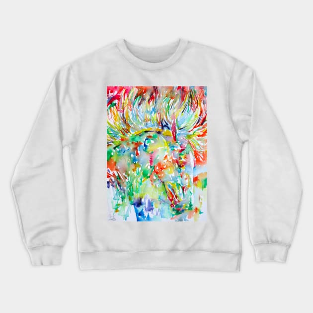 HORSE FACE - watercolor portrait Crewneck Sweatshirt by lautir